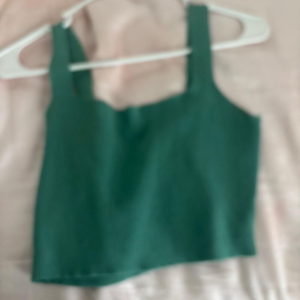SHEIN Soft Knitted Ribbed Women's Dark Green Medium Crop Top